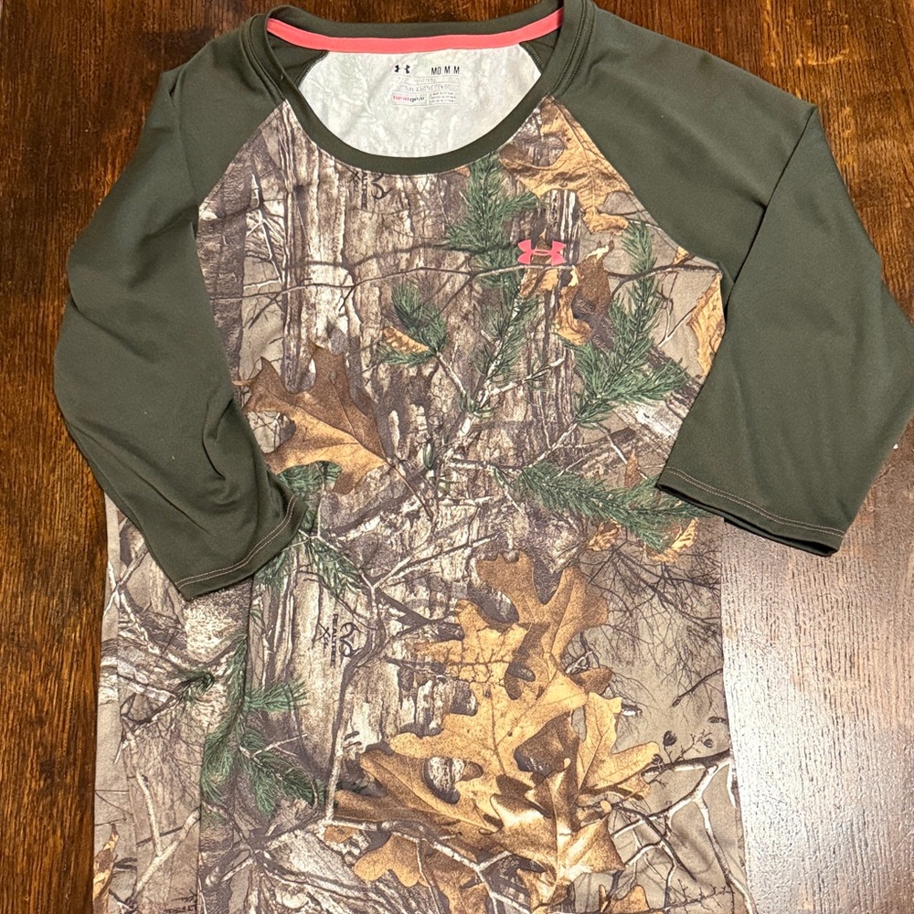Under Armour Forest Camo Raglan Shirt 3/4 Sleeve
